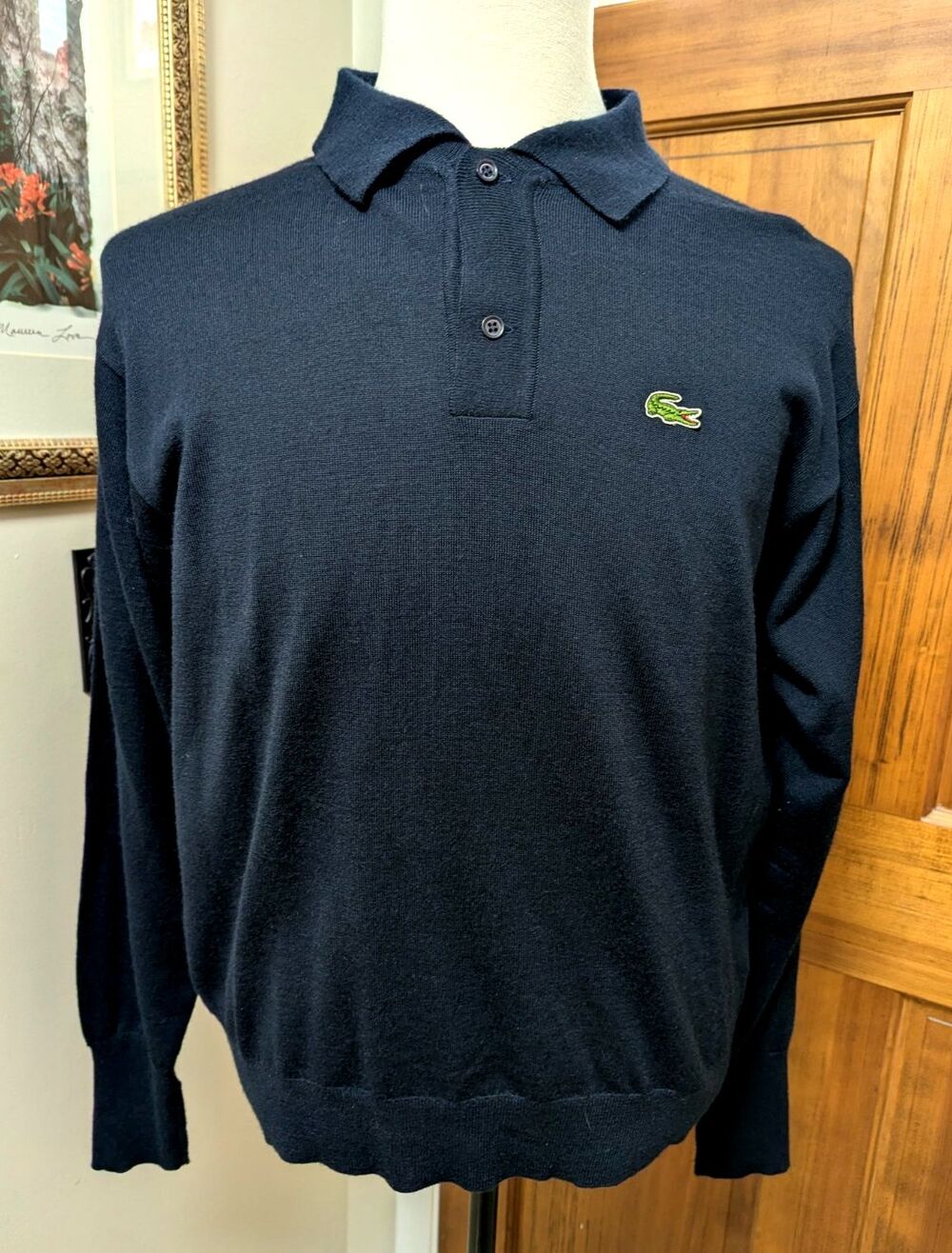 Izod Lacoste Wool Blend Sweater Men's XL Blue Long Sleeve Vintage
